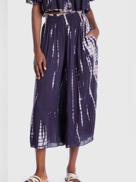 Boho Me Pants - Boho Me Navy Tie Dye Wide Leg Culotte Pants Size M Boho Resort Beach
